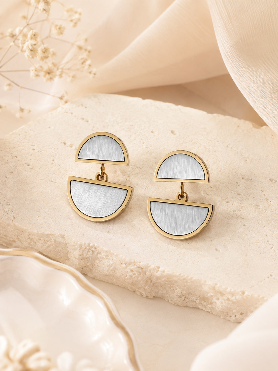 Aanura Eclipse Dual-Tone Geometric Earrings