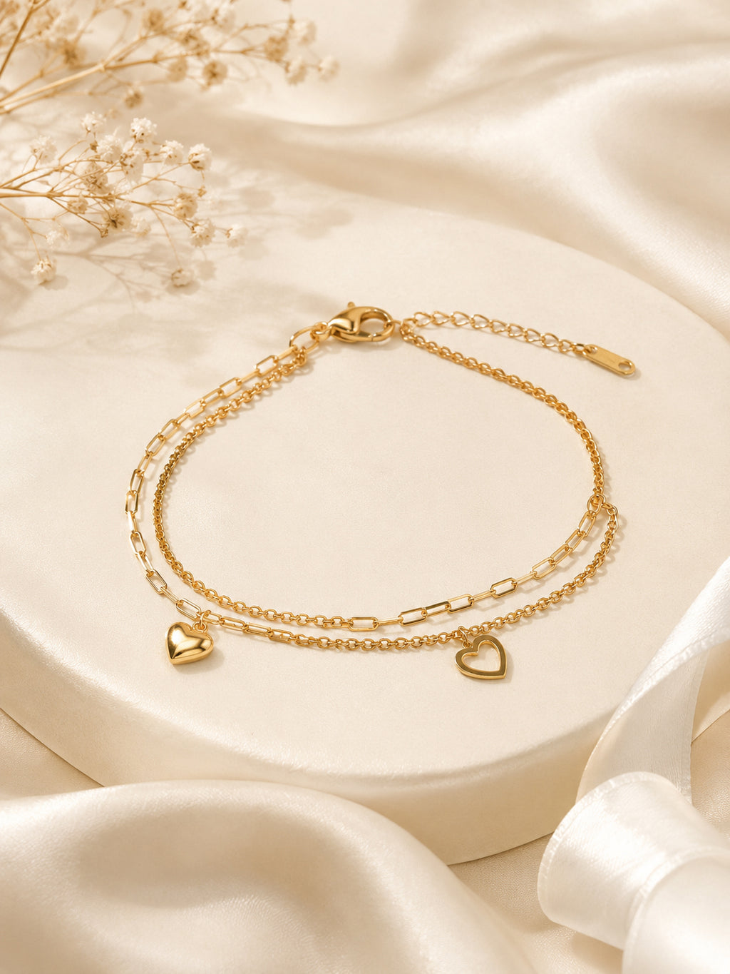 Aanura Heart Charm Gold Plated Chain Bracelet