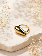 Gold & Rhodium Plated Minimal Teardrop Waterproof Ring