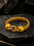 18K Gold-Plated Skull Chain Anti-Tarnish Waterproof Stainless Steel Bracelet for men