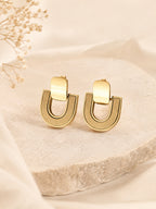 Aanura Bold Geometric Gold Stud Earrings