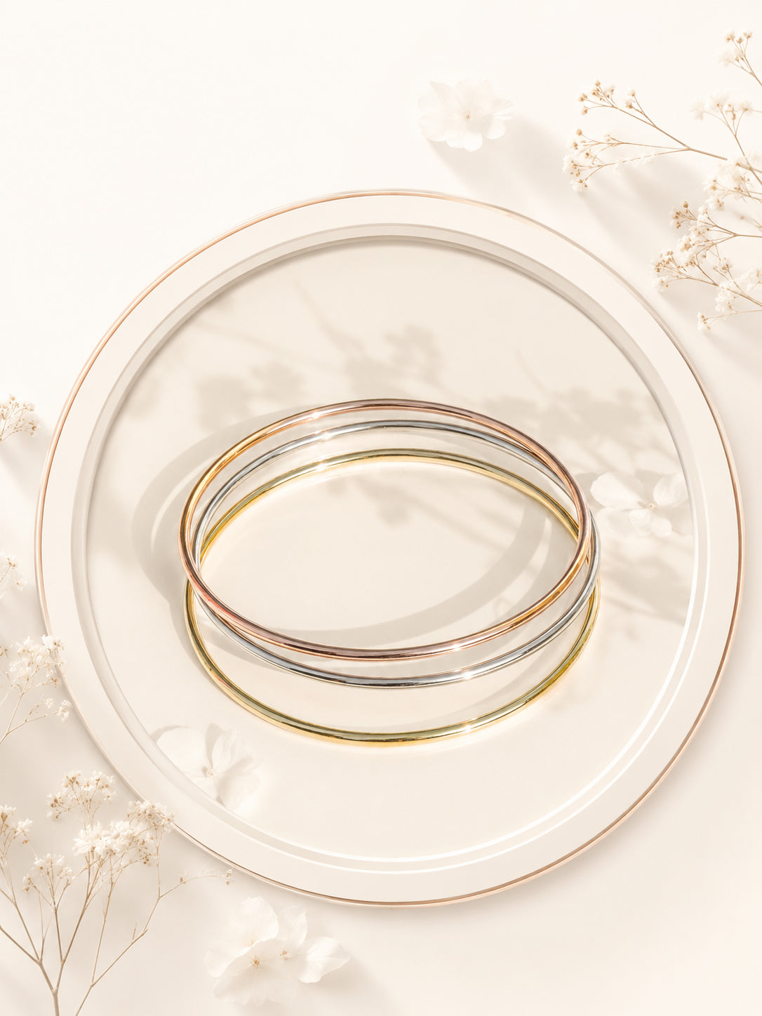 Aanura Trio Tone Minimal Slip-On Bracelet Set