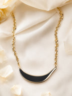 Aanura Bold Gold Chain Necklace with Silver Curve