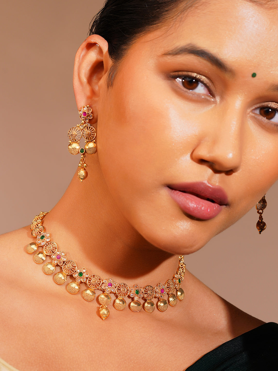 Aanura Gold Plated Heritage Disc Necklace Set