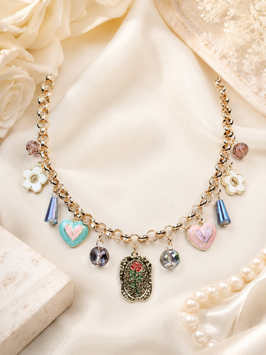 Aanura Colorful Gold Necklace with Stainless Steel