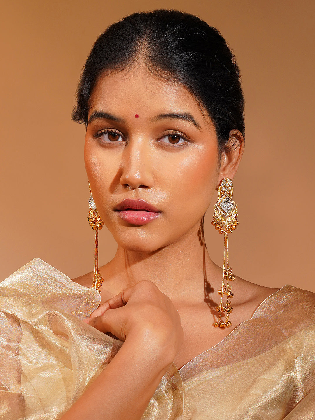 Aanura Gold Plated Royal Drop Jhumka Earrings