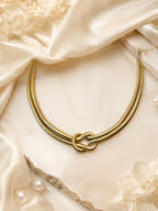 Aanura Gold Knot Statement Necklace – Stainless Steel