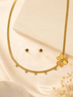 Aanura Golden Clover Necklace & Earrings Set