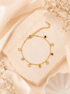 18K Gold Plated Clover Stone Charm Adjustable Bracelet