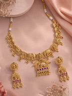 Aanura Gold Plated Heritage Temple Necklace Set