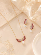 Aanura Wing Pearl Necklace & Earrings Set