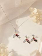Aanura Dual-Tone Leaf Necklace & Earrings Set