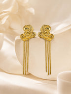 Aanura Golden Floral Tassel Earrings