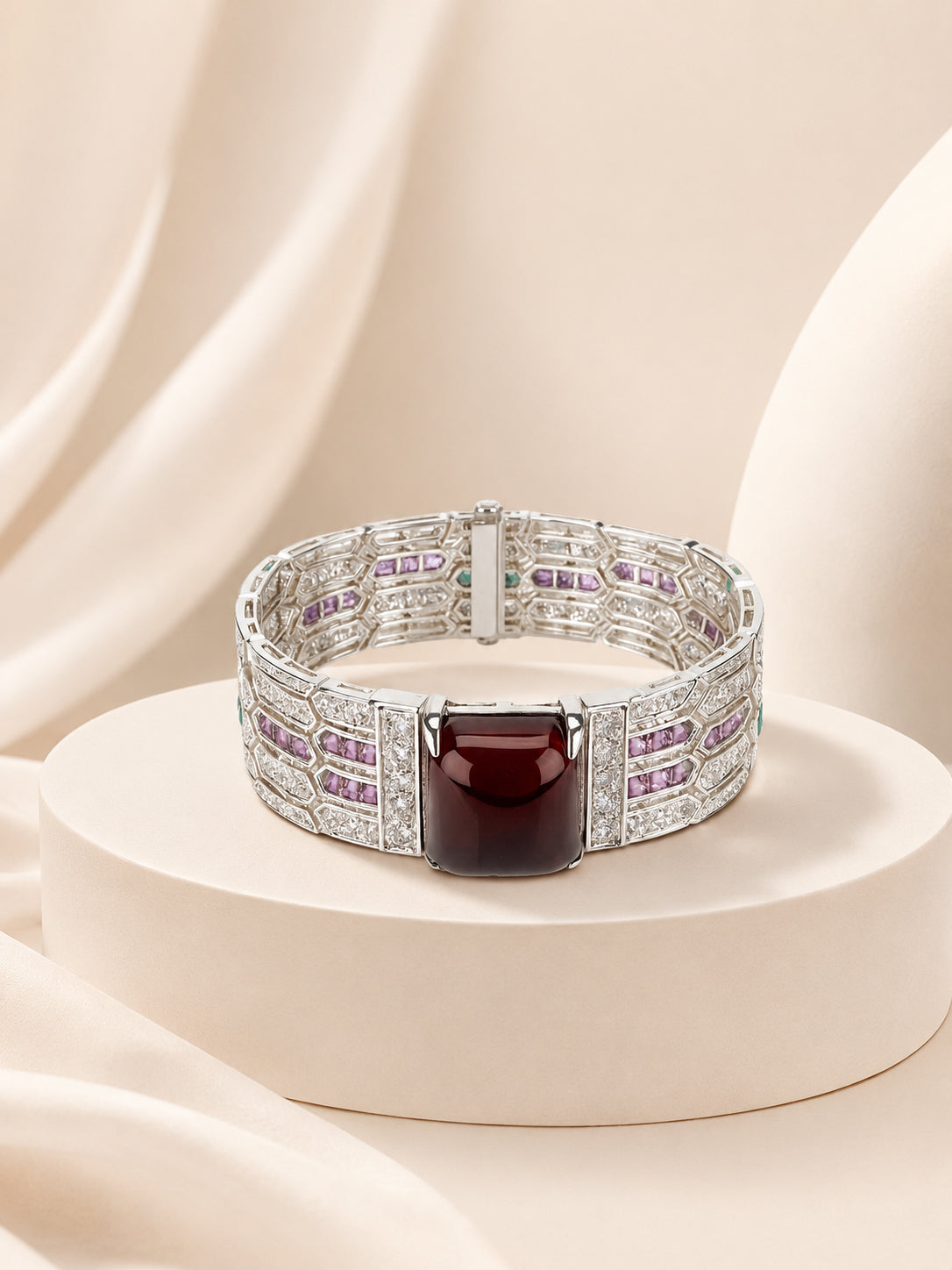 Aanura Regal Garnet Glow Stainless Bracelet