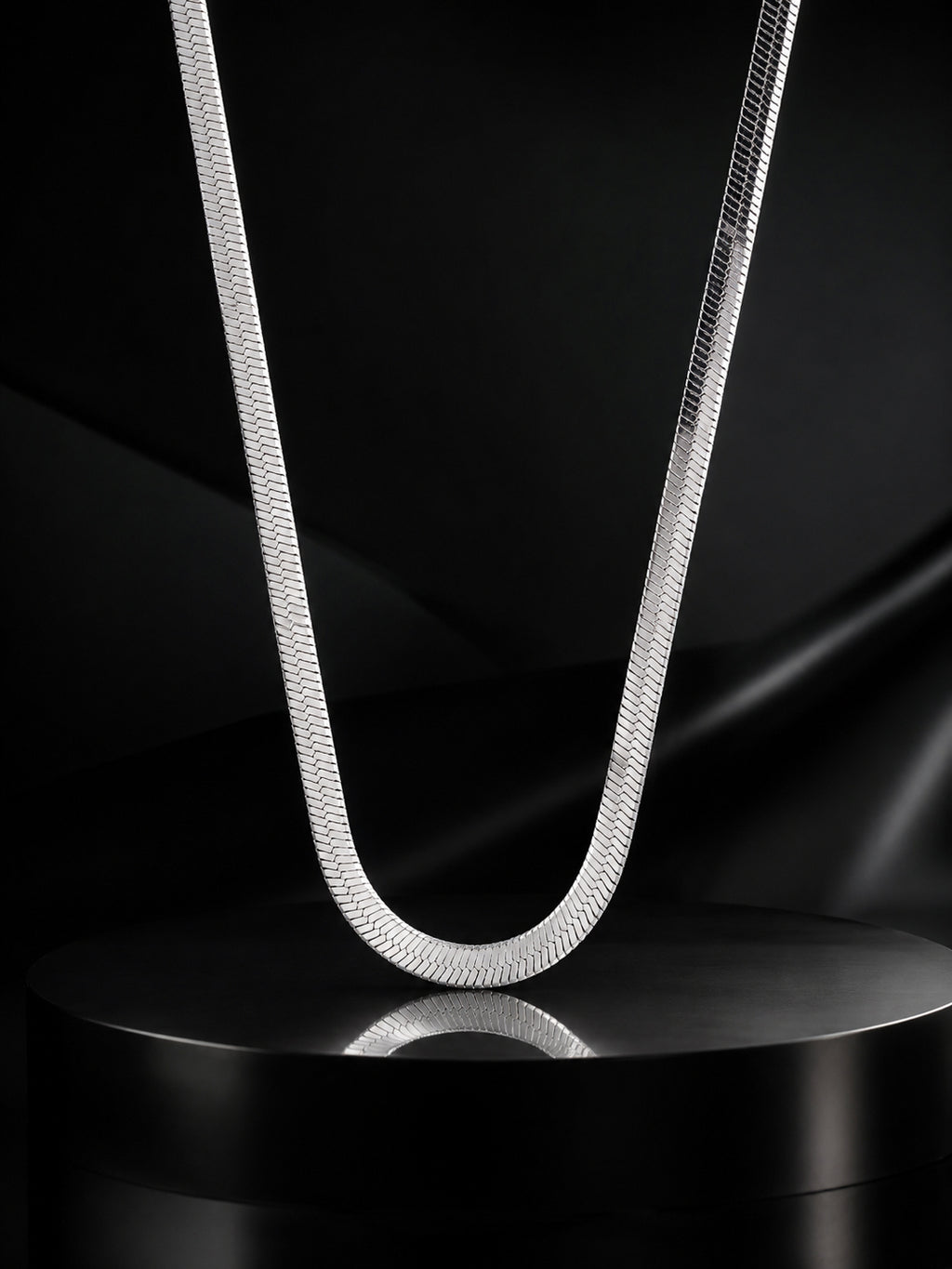 Rhodium Plated Silver Herringbone Chain for Men