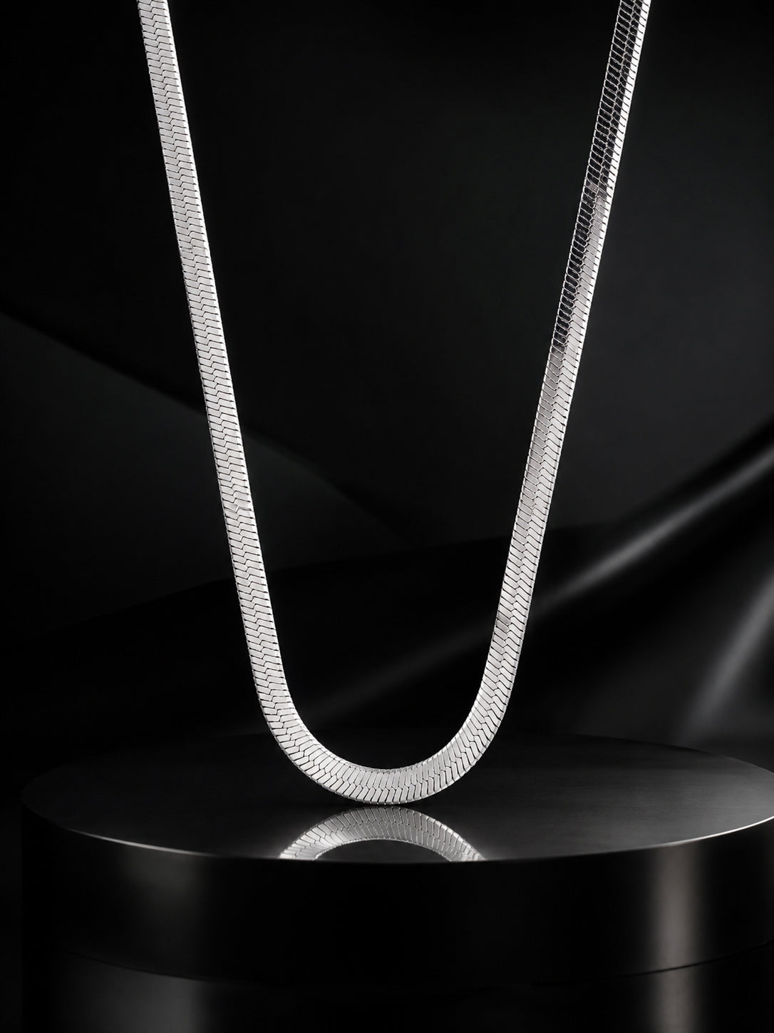 Rhodium Plated Silver Herringbone Chain for Men
