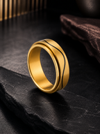 Aanura 18K Gold-Plated Anti-Tarnish & Water-Proof Stainless Steel Band Ring For Him
