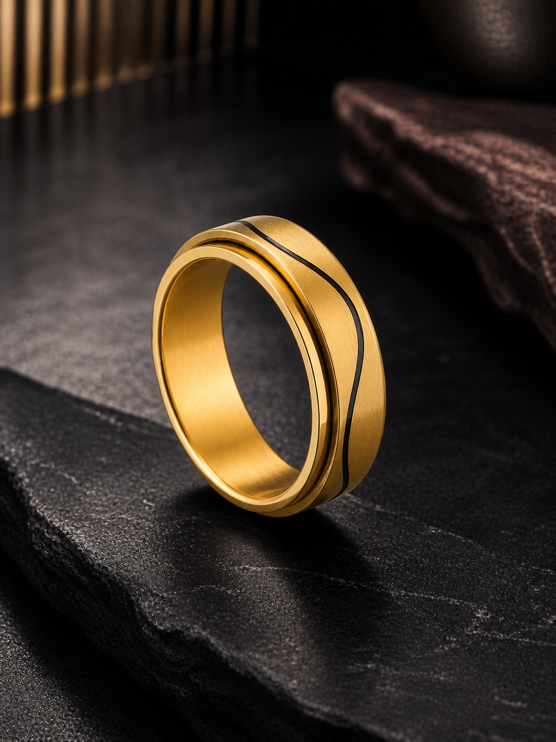 Aanura Gold-Plated Stainless Steel Ring For Men's