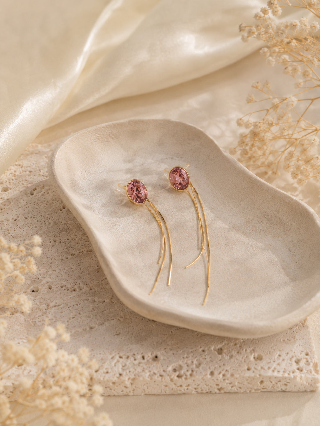 Aanura Gold Plated Drop Earrings with Crystal