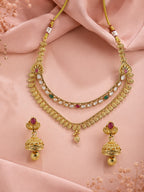 Aanura Gold Plated Dual-Layer Necklace Set