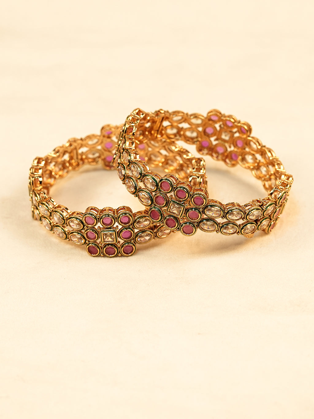 Aanura Gold Plated Regal Stone Bangle Bracelet