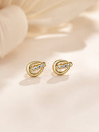 Water-Resistant Oval CZ Stud Earrings with 18K Gold Plating