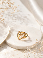 18K Gold Plated Interlinked Crystal Anti-Tarnish Waterproof Ring