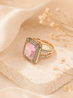 18K Gold Plated Pink Shield Anti-Tarnish Waterproof Ring