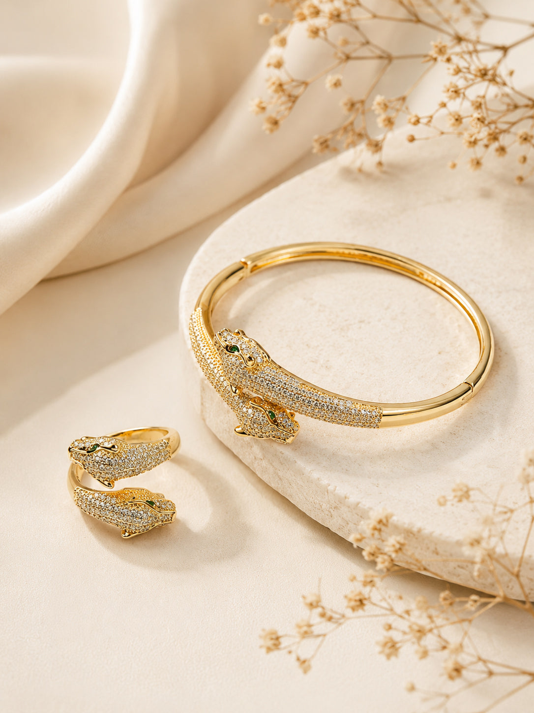 Aanura Regal Twin Panther Statement Bracelet