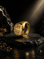 18K Gold Tree Anti-Tarnish Waterproof Ring For Men