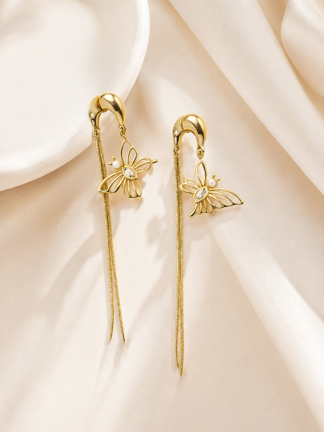 Aanura Butterfly Tassel Drop Earrings