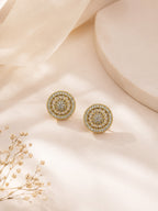 Sunburst Halo CZ Stud Earrings in 18K Gold Plating