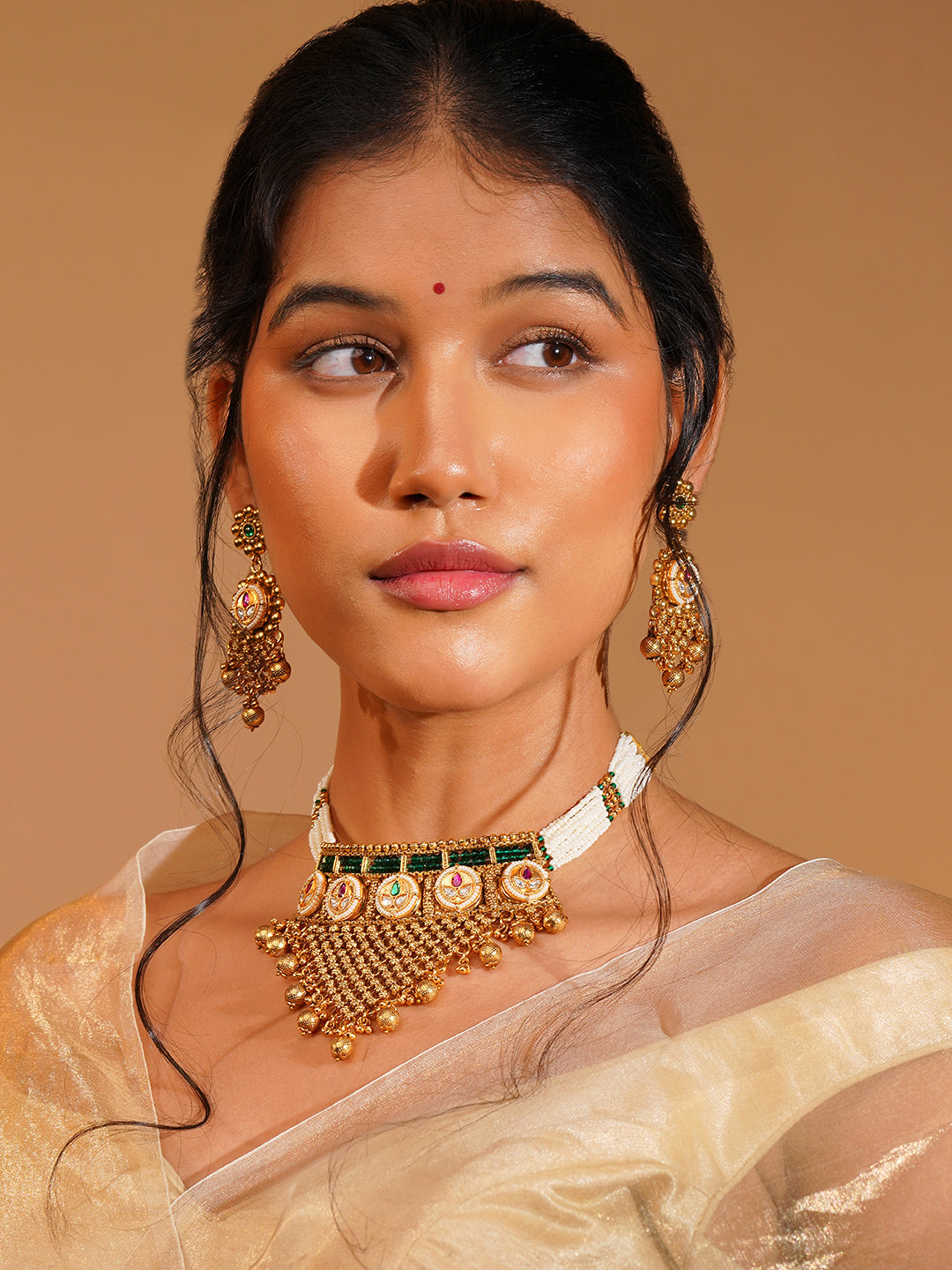 Aanura Gold Plated Heritage Necklace Set