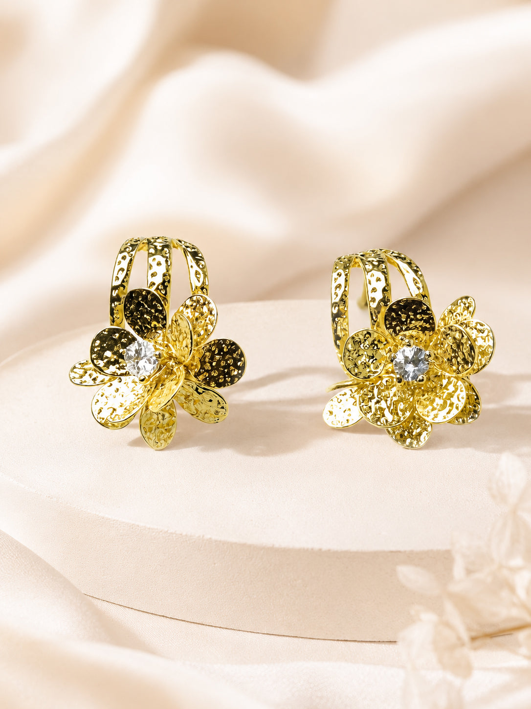 Aanura Floral Crystal Gold Earrings