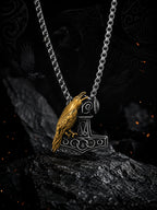 18K Gold & Silver Rhodium-Plated Raven Hammer Waterproof Stainless Steel Chain