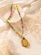 Aanura Beaded Pendant Necklace With Stainless Steal