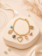 Aanura Multicharm Gold Bracelet with Motifs