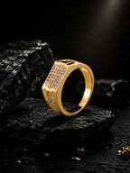 18K Gold CZ Grid Anti-Tarnish Waterproof Ring