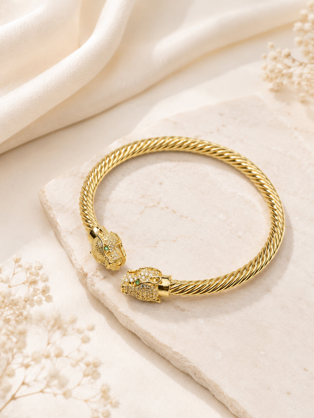Aanura Twin Panther Rope C cuff Bracelet