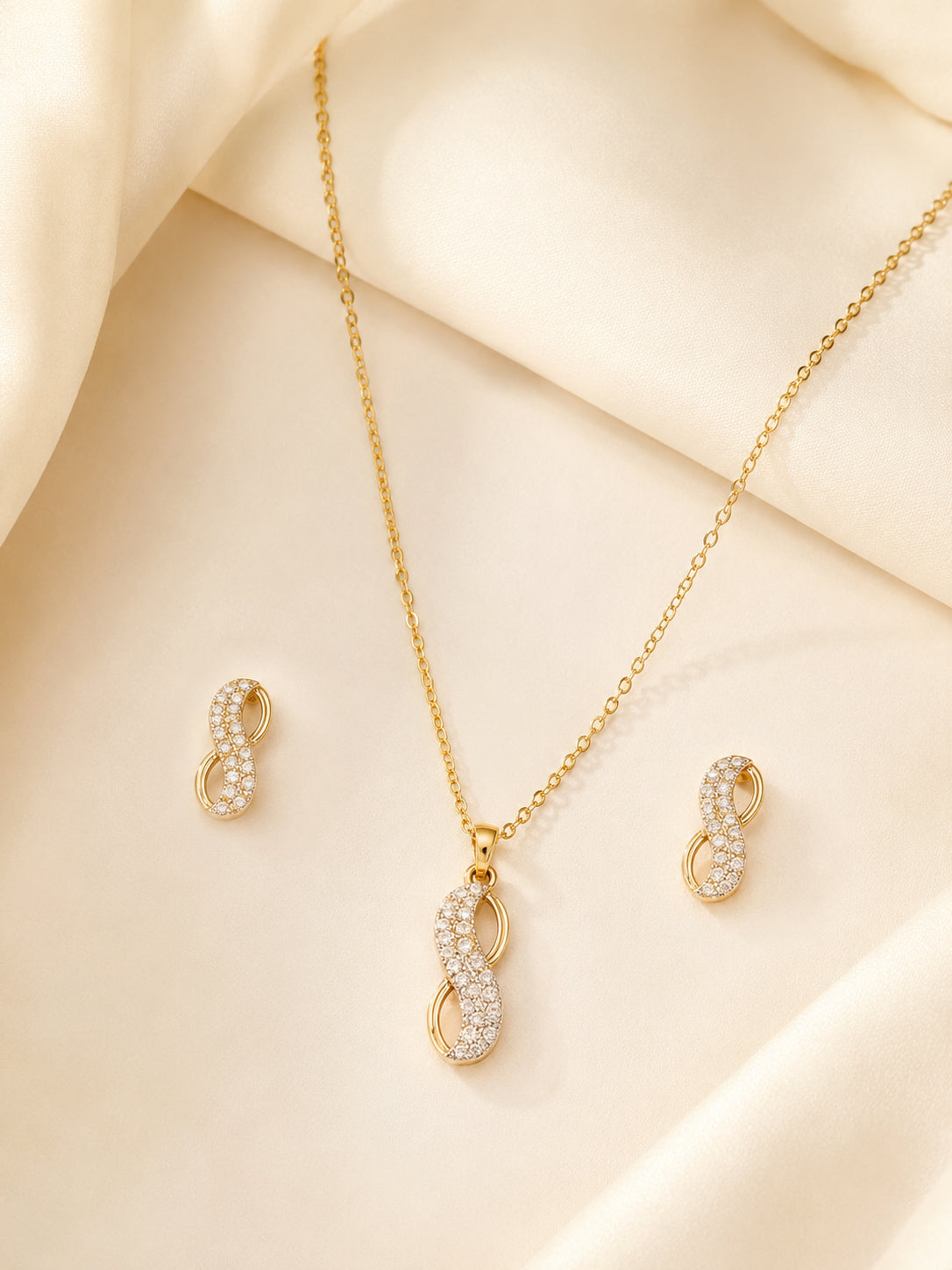 Aanura Infinity Shine Necklace & Earrings Set