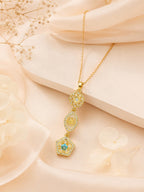 Gold Plated Celestial Aqua Stone Drop Necklace