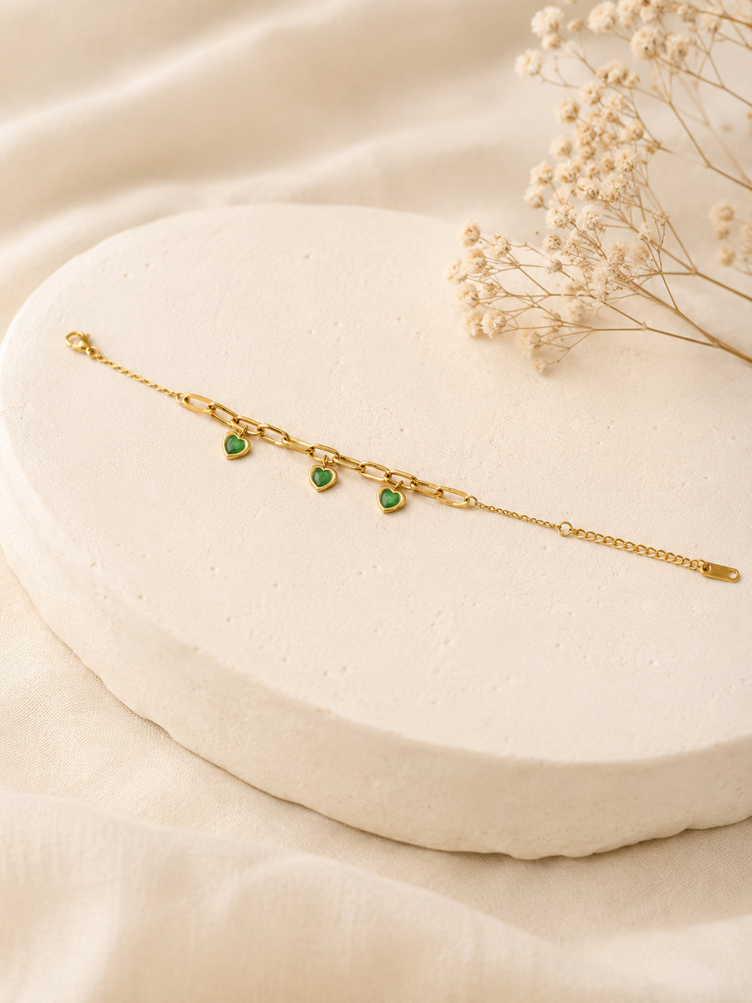 Aanura Triple Heart Charm Gold Plated Bracelet