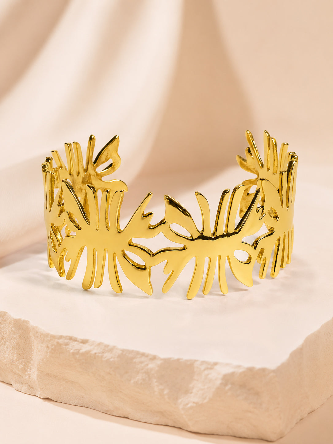 Aanura Tropical Gold Leaf Cut-Out Bracelet
