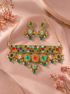 Aanura Multi-Colour Stone Choker Necklace Set
