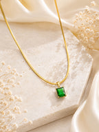 Aanura Square Drop Minimal Pendant Necklace