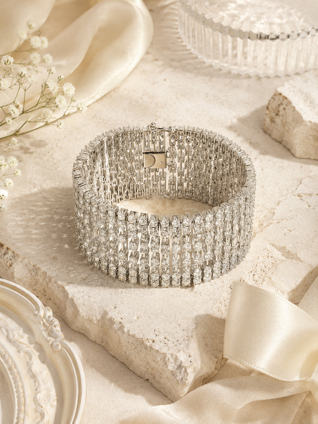 Aanura Diamond Line Silver Bracelet