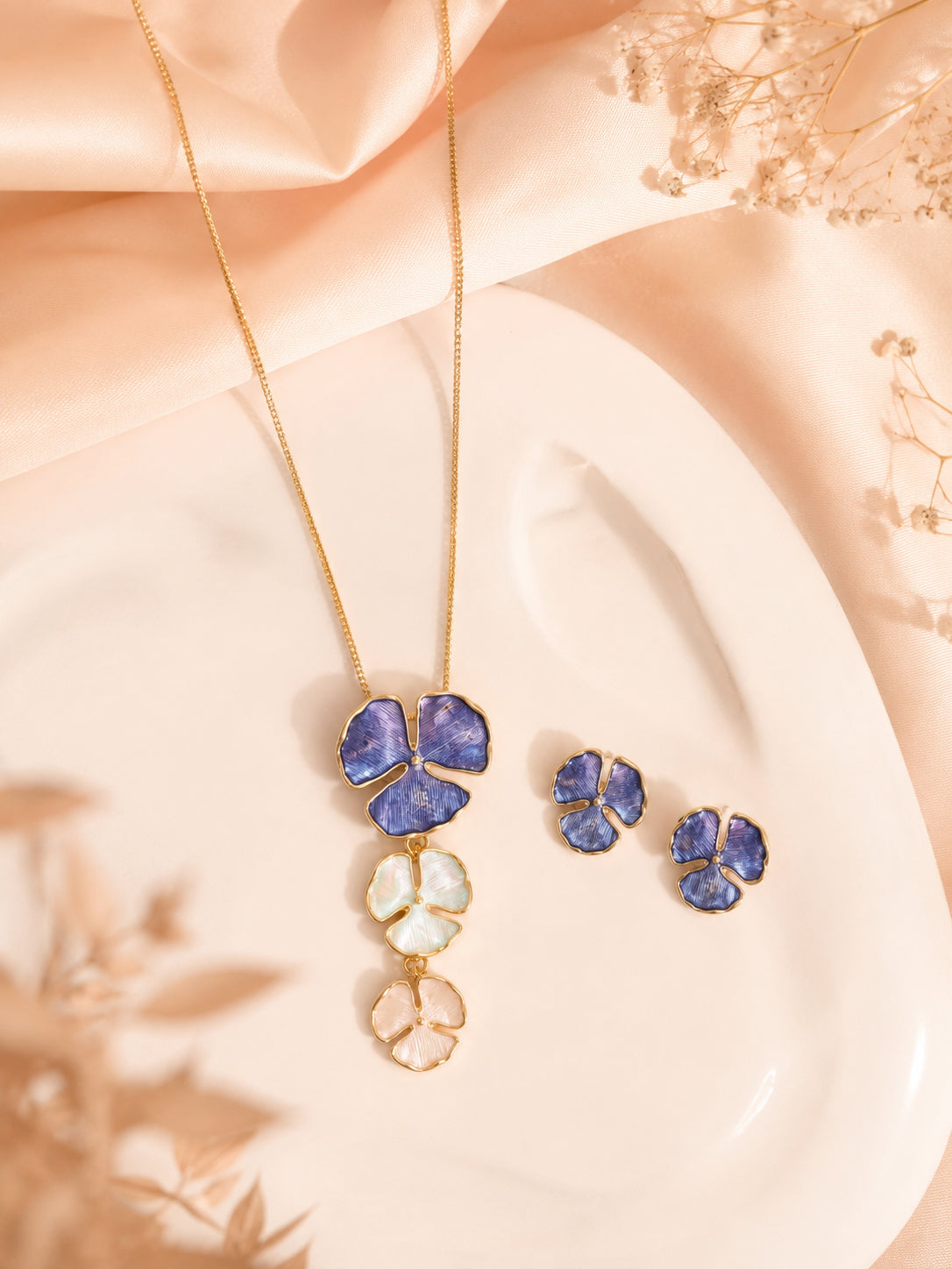 Aanura Cascading Floral Necklace & Earrings Set