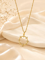 18K Gold Plated Open Circle CZ Bar Necklace