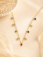 Multi-Colour Crystal Charm Necklace in 18K Gold Plating