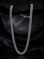 Rhodium Plated Curb Chain & Woven Bracelet Combo for Men